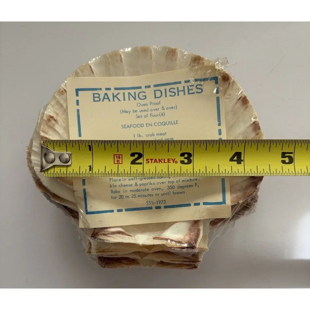 Vintage Ovenproof Scallop Shell Baking Dishes Set of 4 Seafood en Coquille 1970s